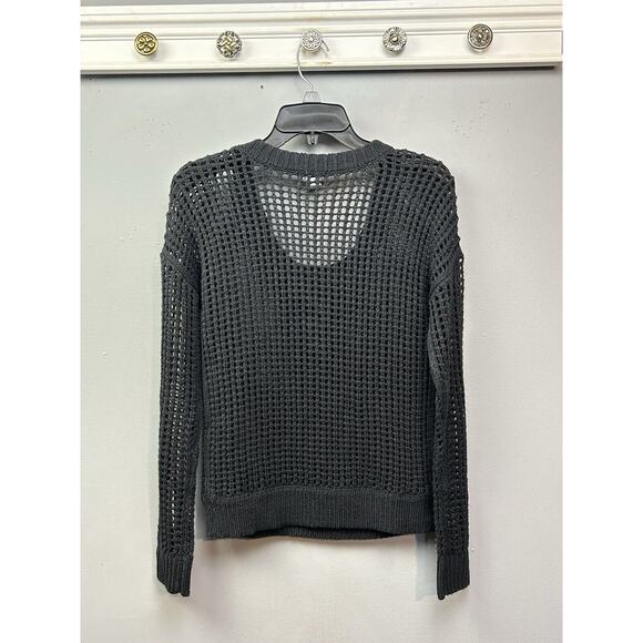Express Sweater Womens XS X-Small Black Open-Knit Long Sleeve Pullover Y2K Wool - Picture 2 of 7